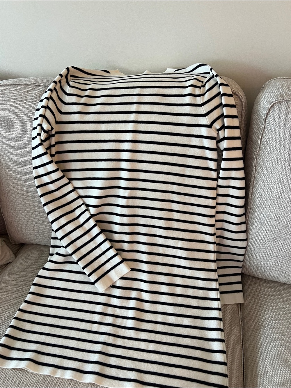 Mango Black and White Striped Mini Dress